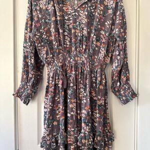 GigiO USA Grey Floral Long Sleeve Dress, size‎ L